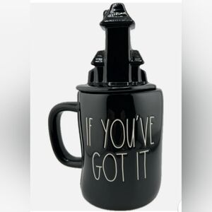 RAE DUNN Black Halloween Mug with Haunted House Lid, New In Box